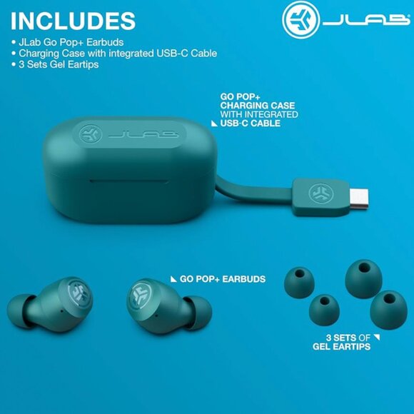 JLab Go Air Pop True Wireless Earbuds + Charging Case – Teal 🎧💙 | Brand New - Picture 2 of 2